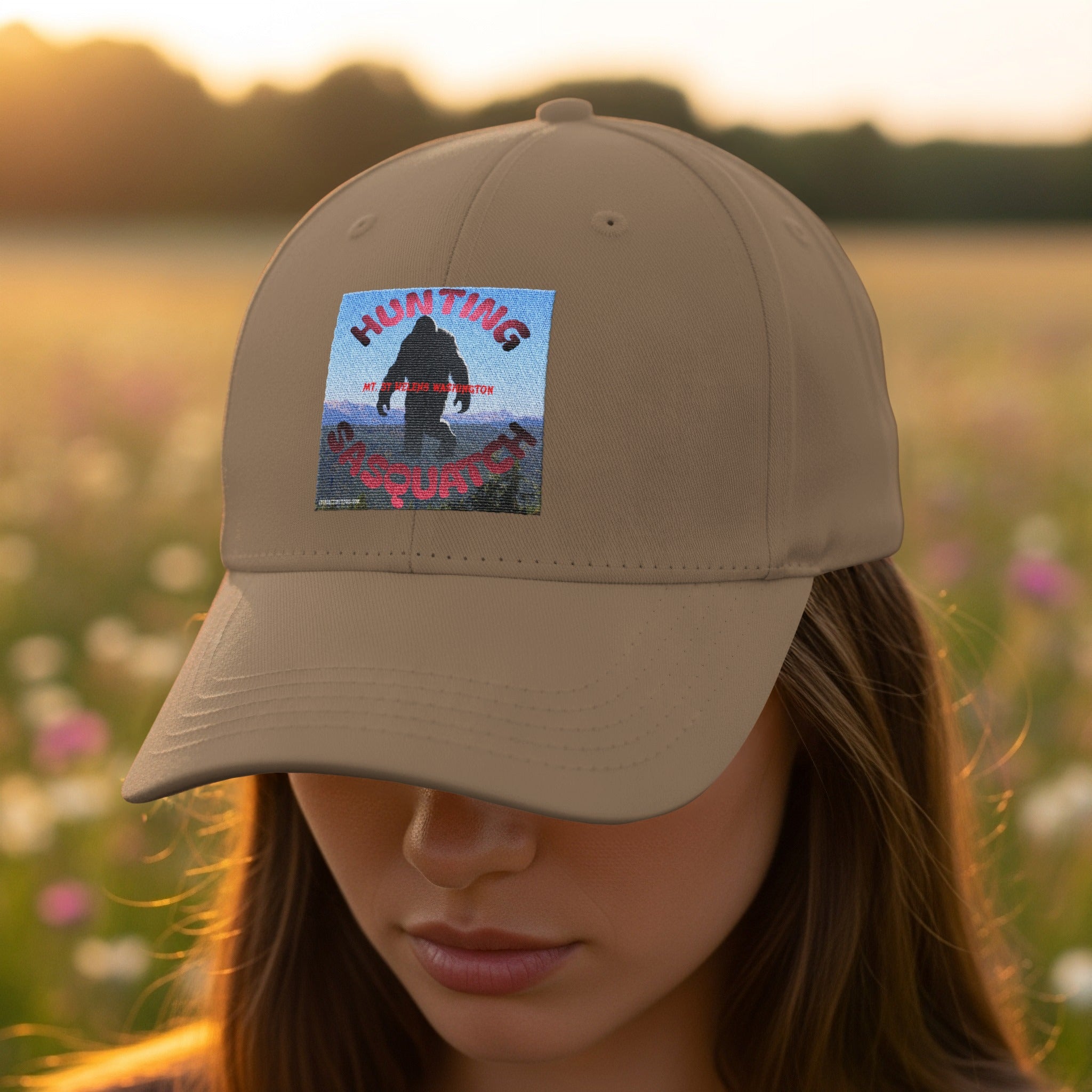 Hunting Sasquatch Design on a Beige Cap product