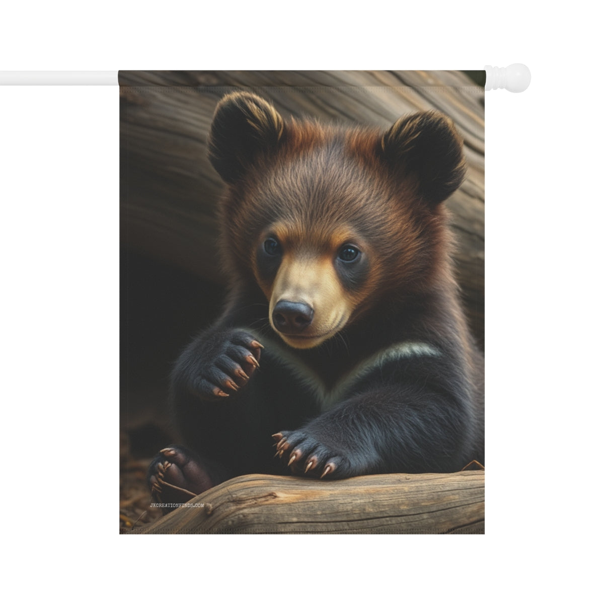Cute Brown Bear Cub Design Decorative Flag