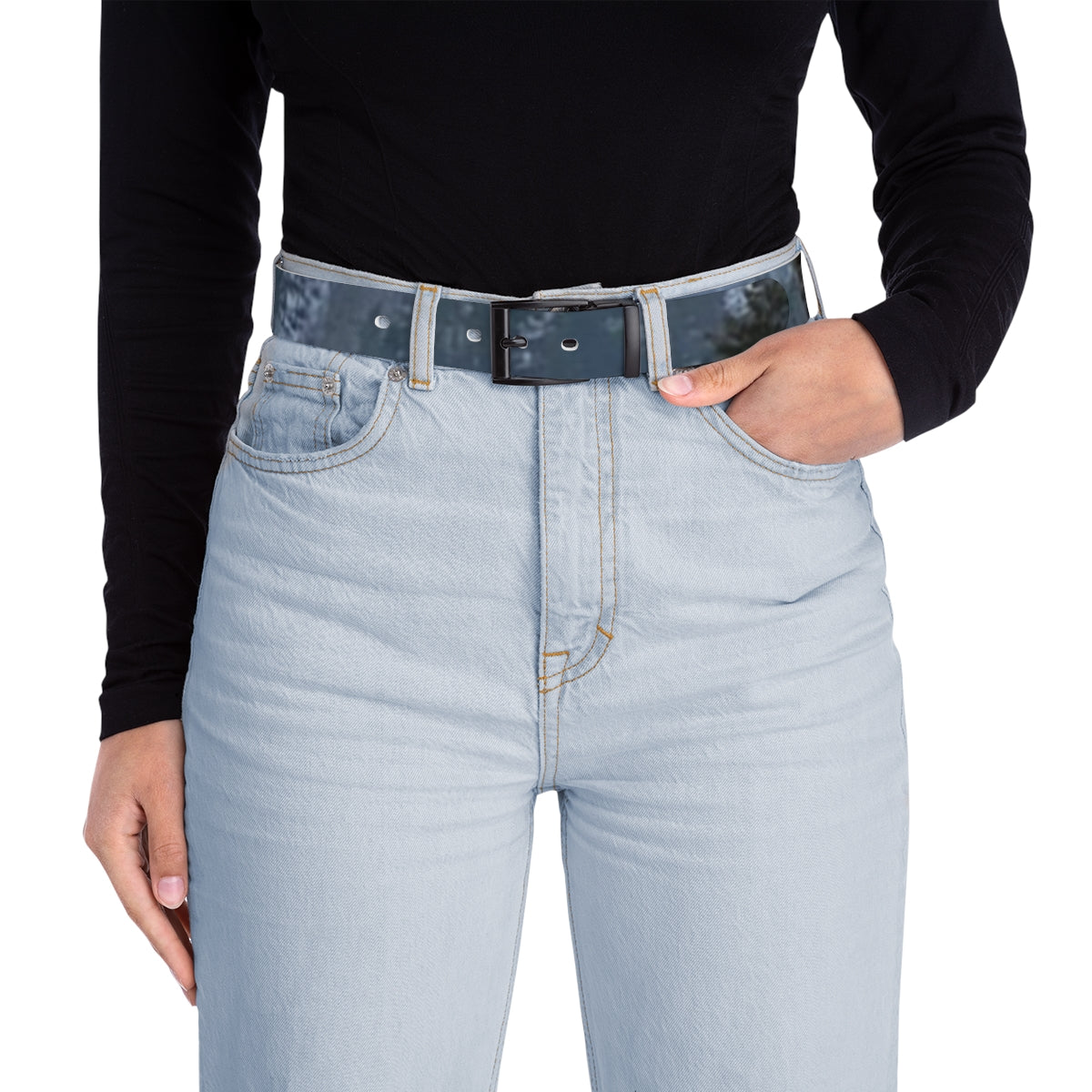 Stylish Blue High-Waisted Light Wash Denim Jeans