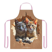 Cute Kittens Peeking Through Wall Design Apron