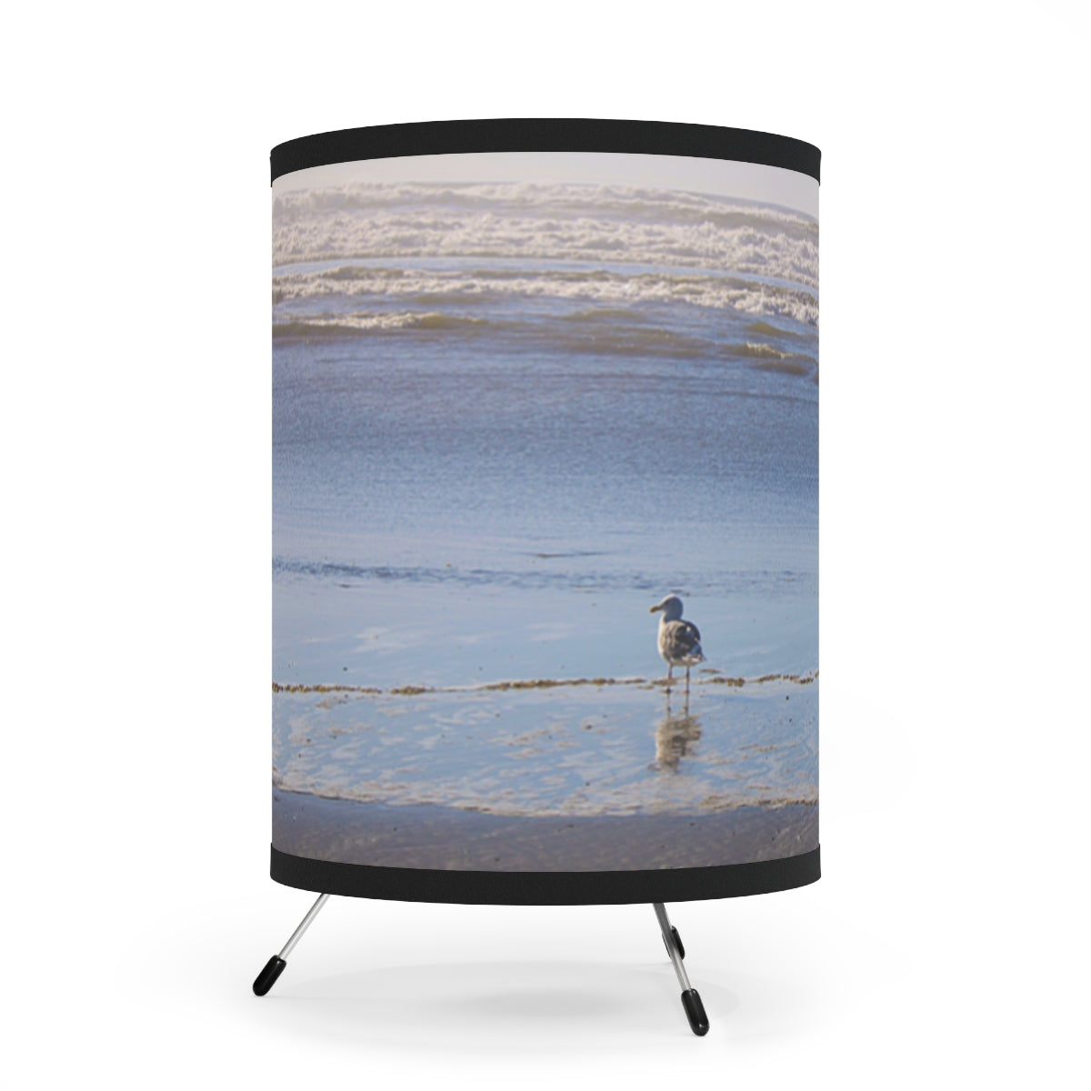 Serene Coastal Beach Scene with Seagull Lamp Shade