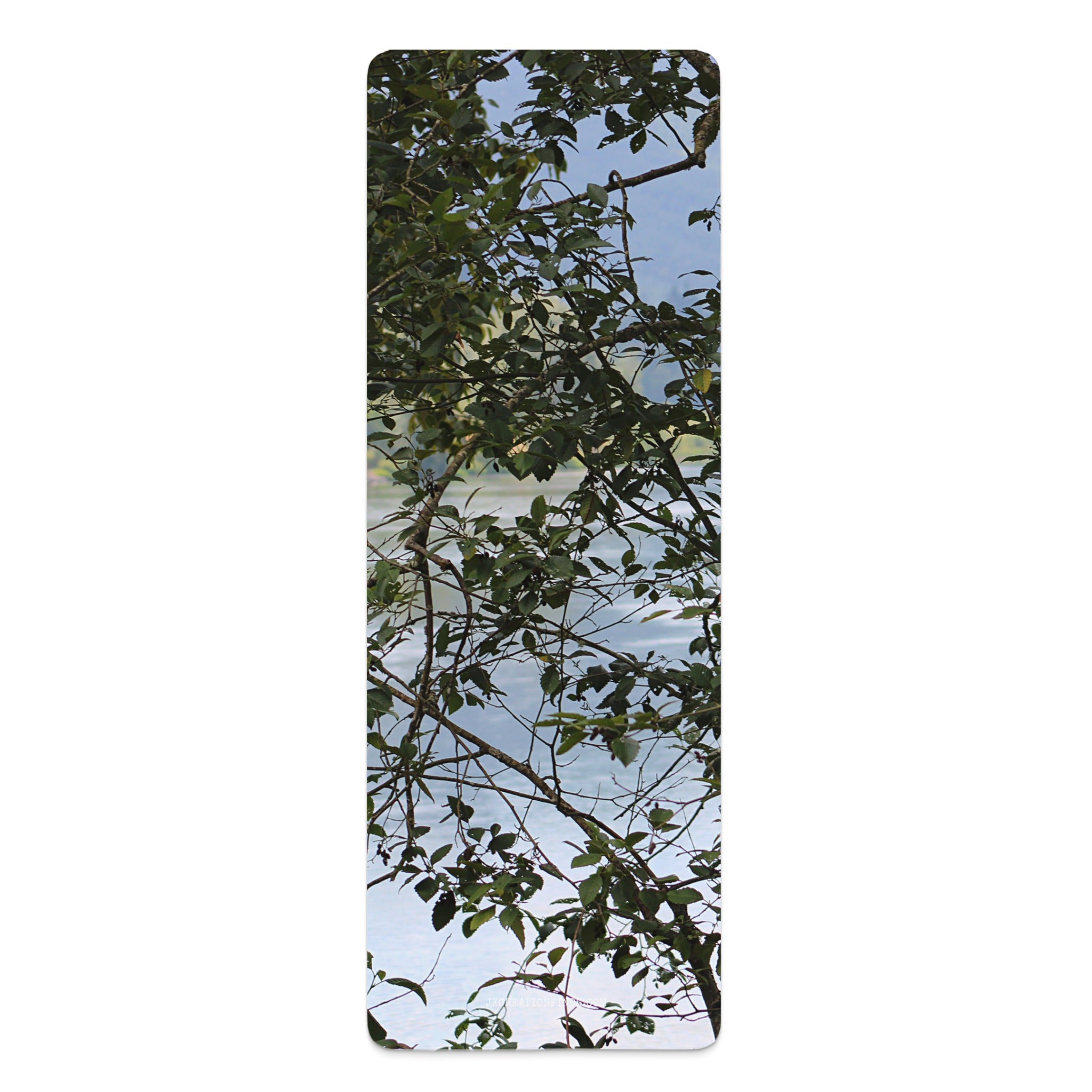 Leafy Tree Branches Over Water Yoga Mat product