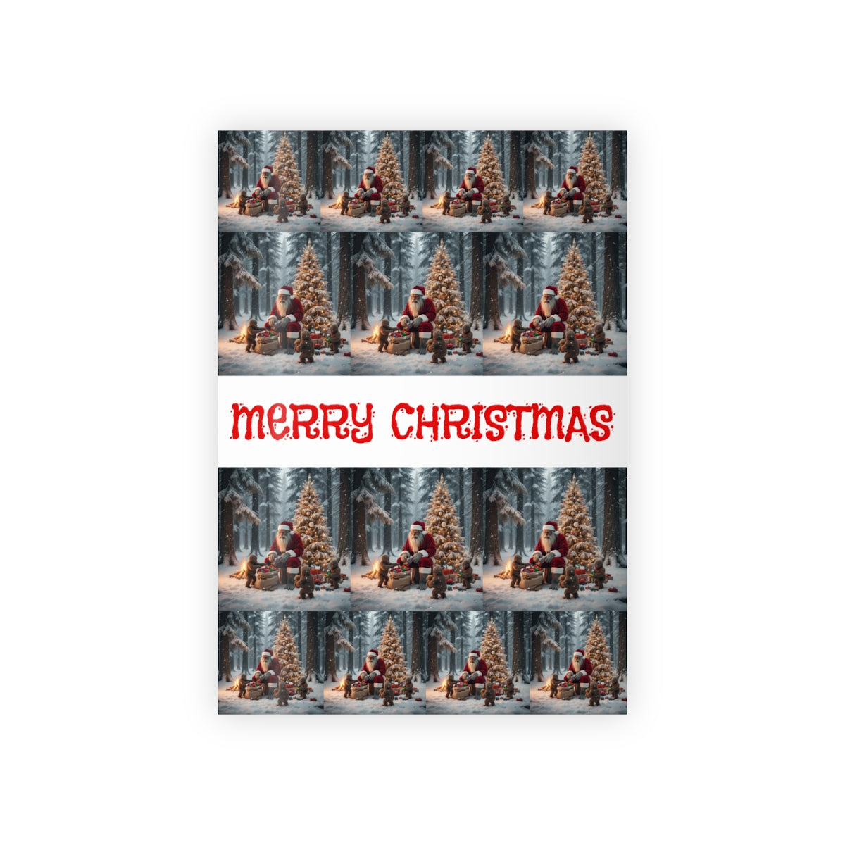 Merry Christmas Santa with Christmas Tree Poster
