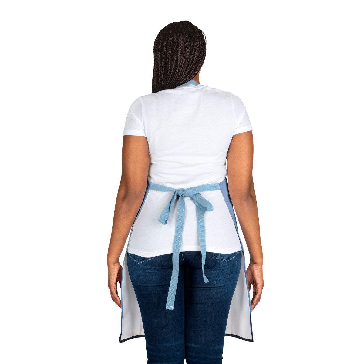 Stylish Blue and White Apron with Tied Waist Design