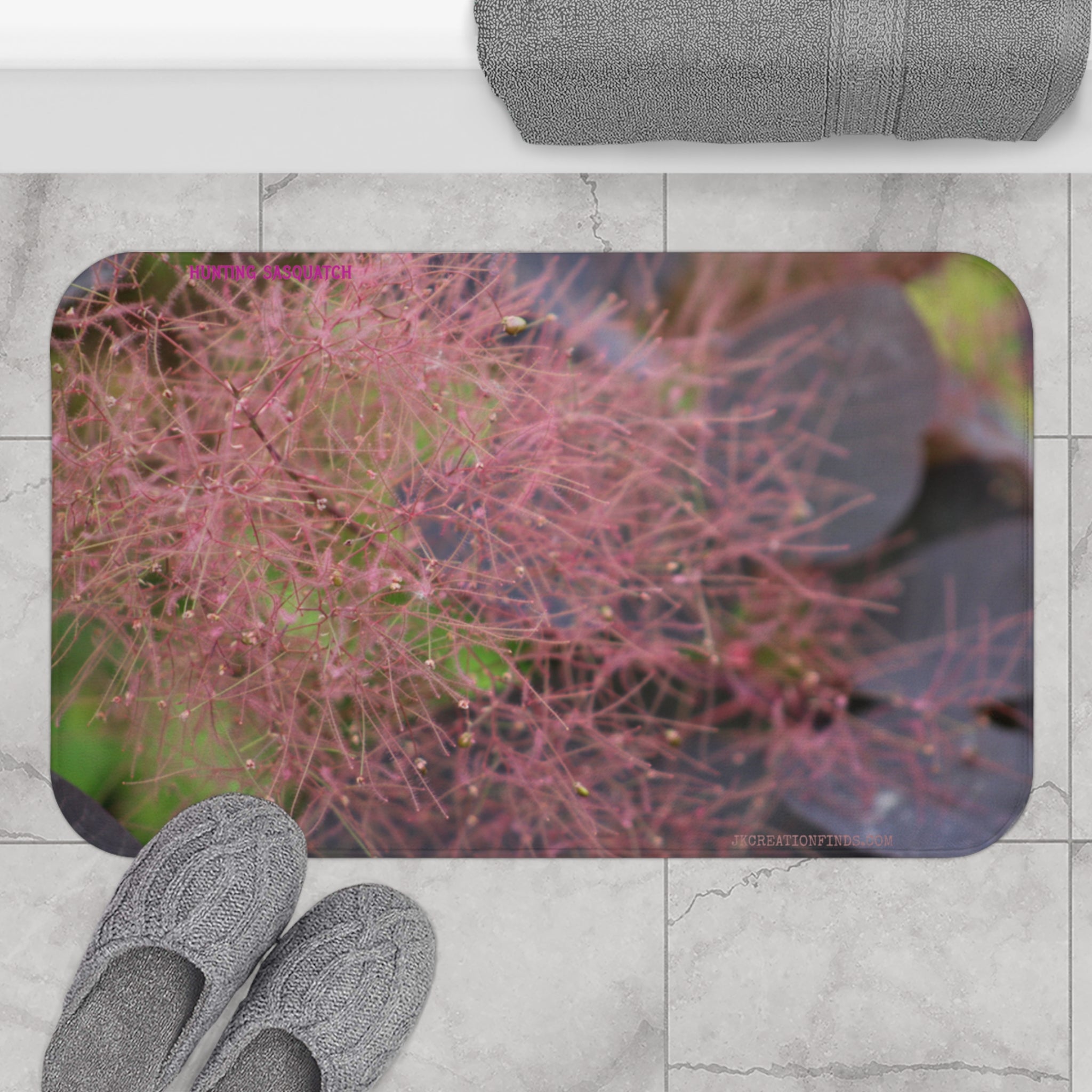 Pink and Purple Abstract Floral Bathroom Mat product type