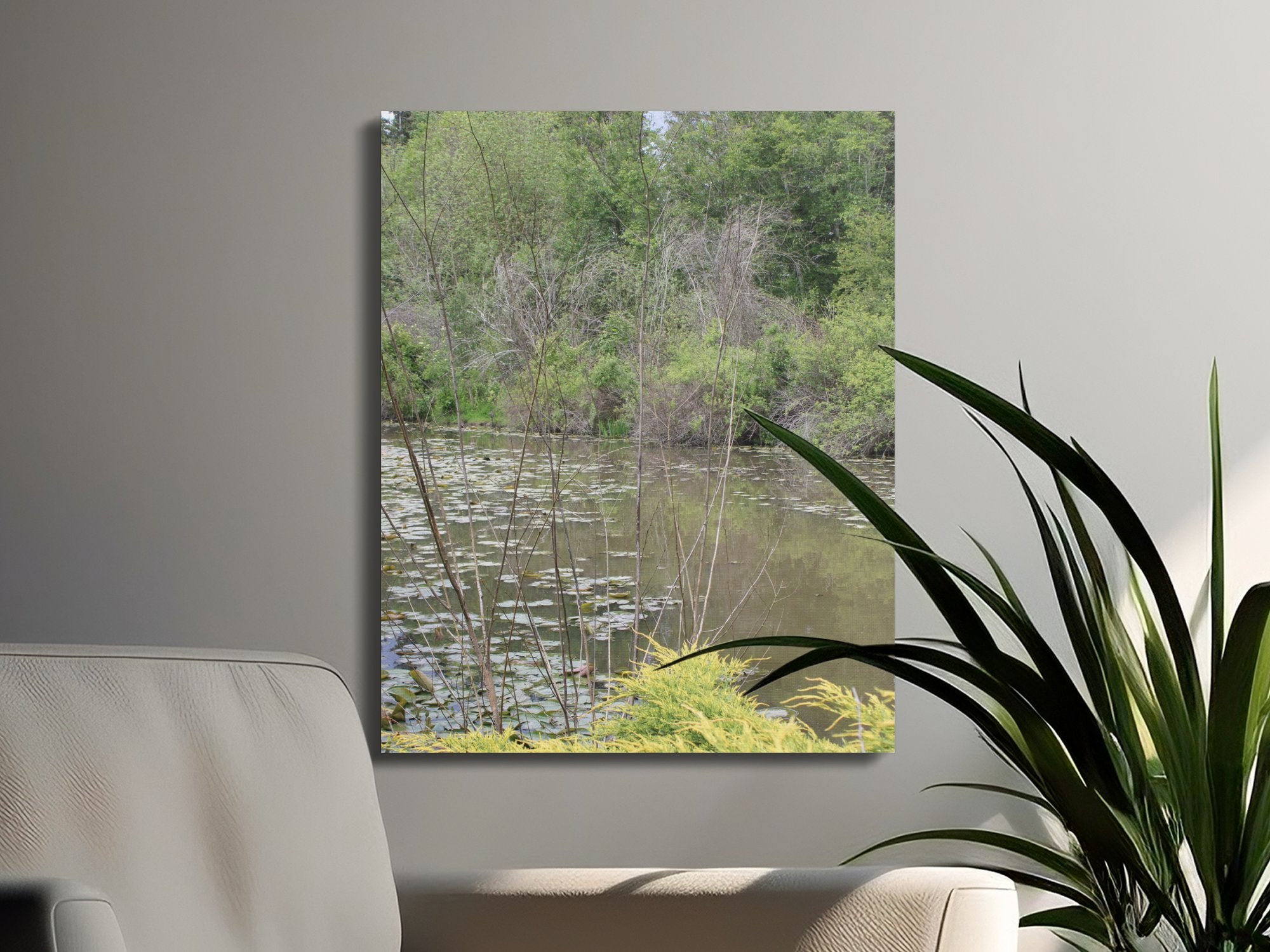 Peaceful Pond Nature Scene Canvas Wall Art product