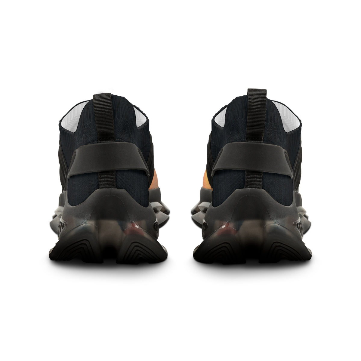 Sleek black athletic footwear with unique design accents