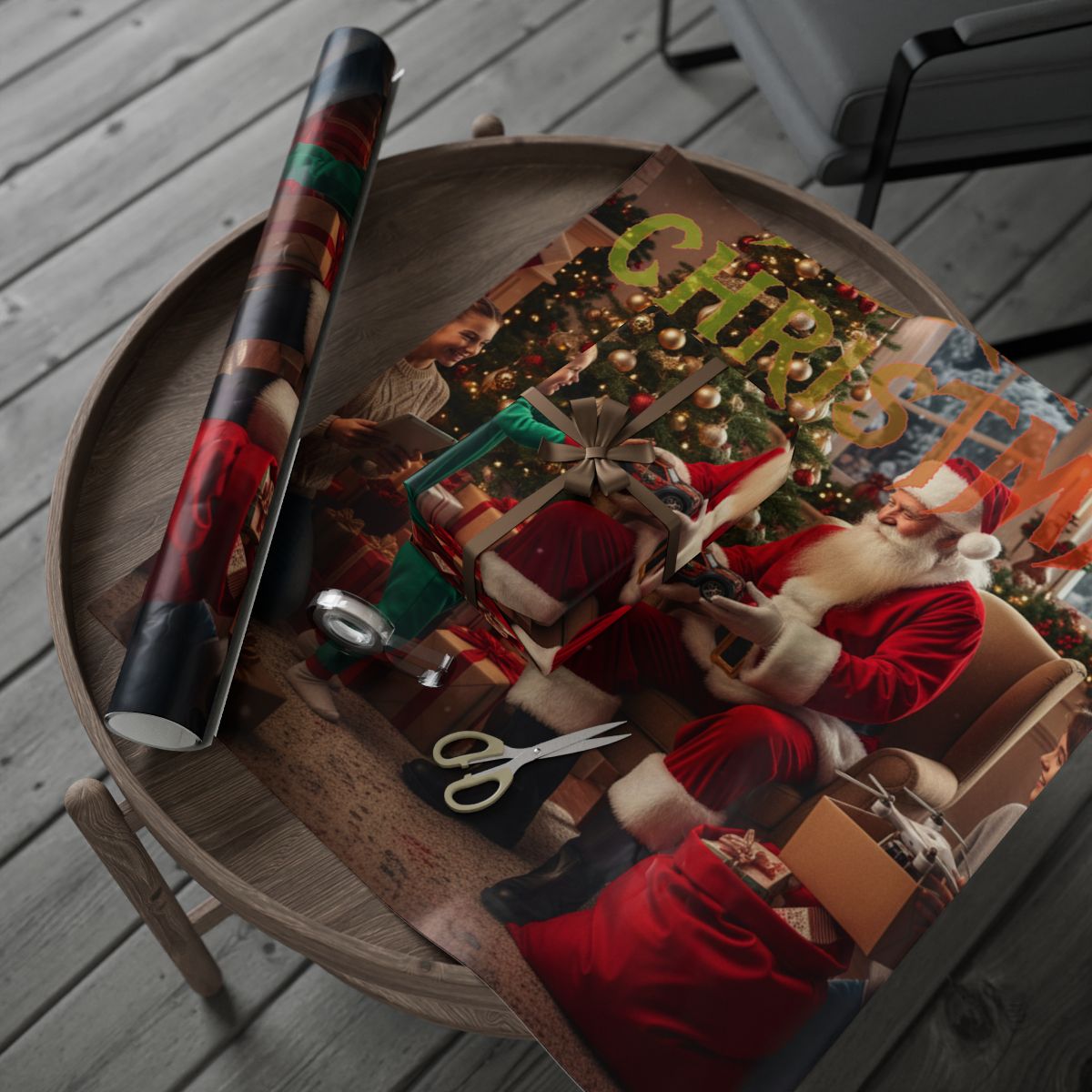 Christmas Wrapping Paper Santa Claus Design Set