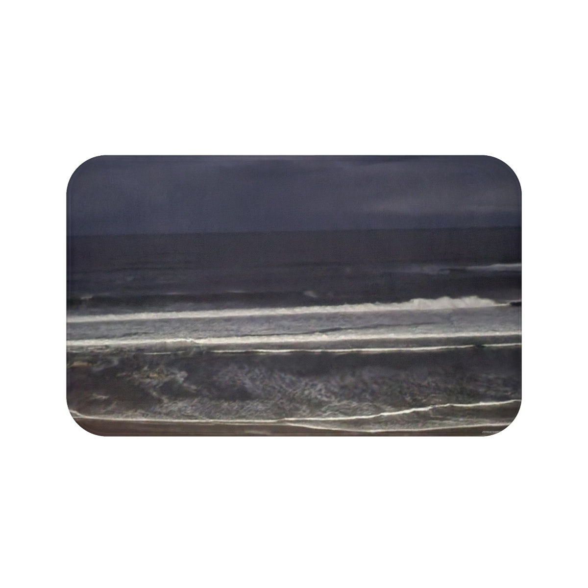 Mesmerizing Dark Ocean Waves Design Bath Mat