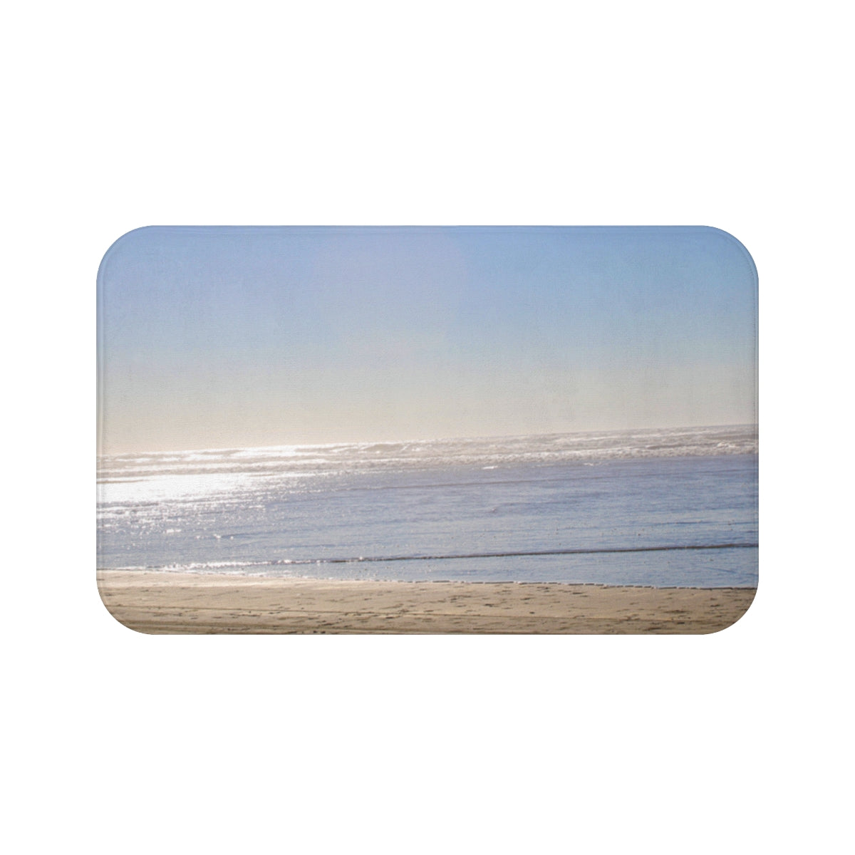 Serene Beach Scene in the Distance Floor Mat