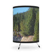 Scenic Forest Scene with Rocky Shore Lamp Product