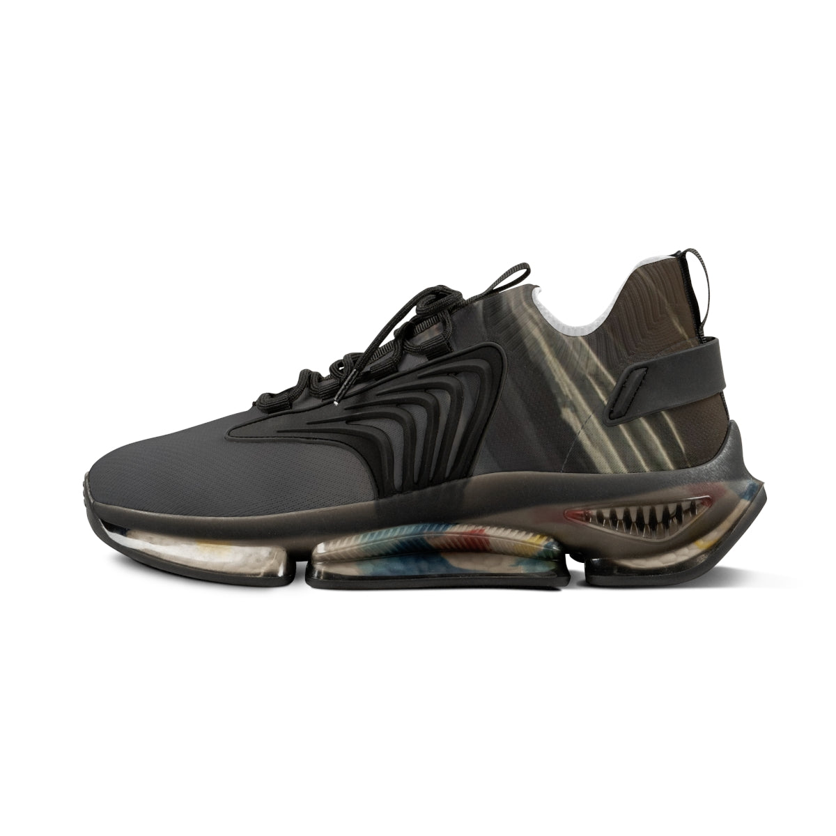 Stylish Sleek Black Sneakers with Unique Design