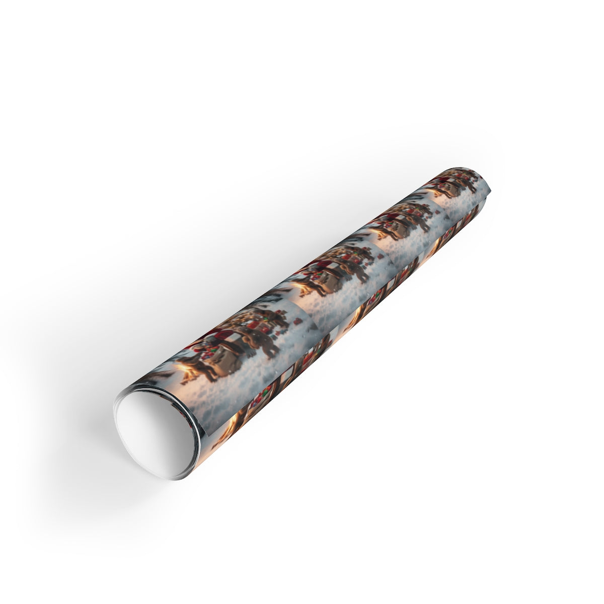 Colorful Santa Claus Train Presents Gift Wrap Roll