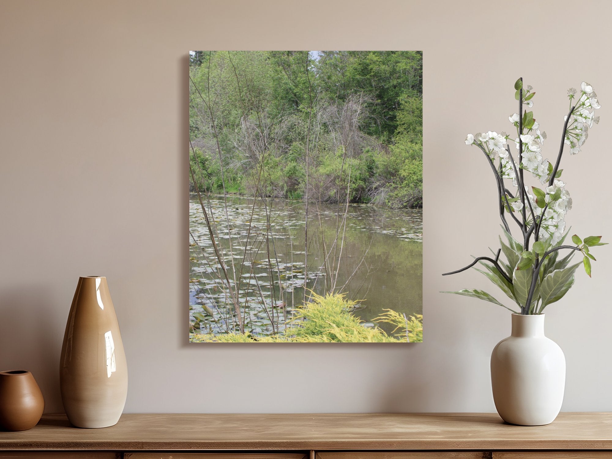 Serene Lily Pond Scene Premium Wall Art product type