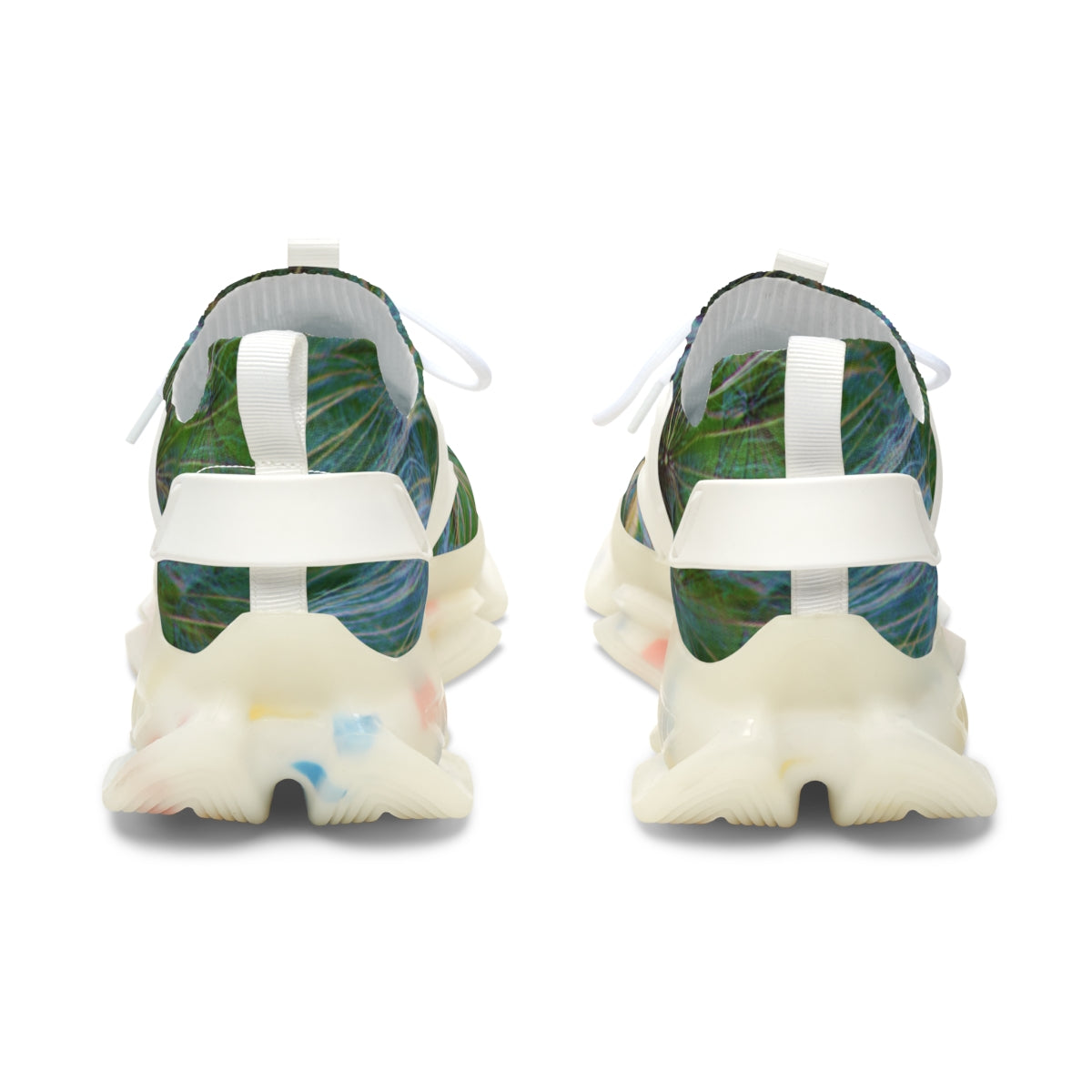 Unique Abstract Design White Sole Sports Shoes