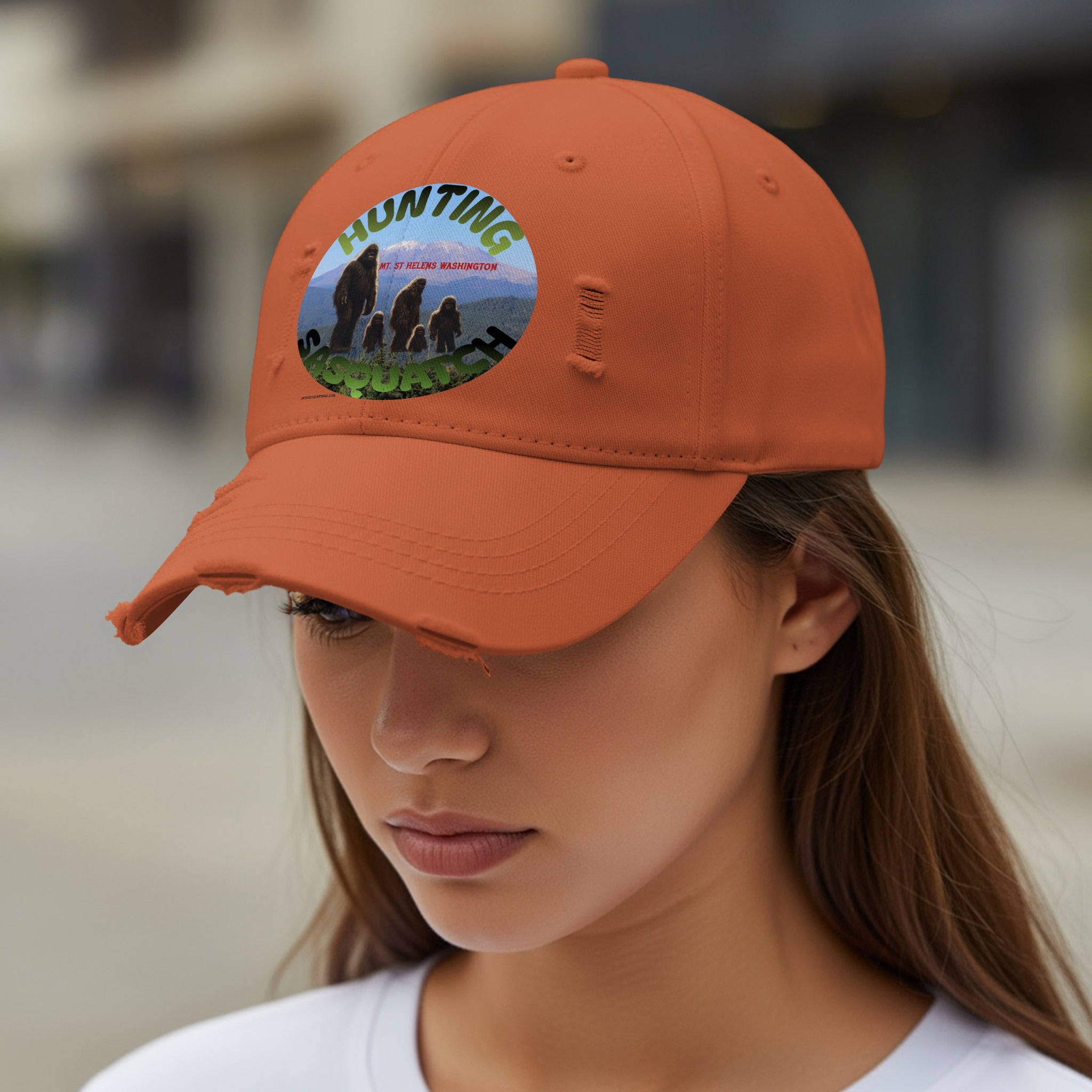 Stylish Hunting Sasquatch Distressed Dad Hat product