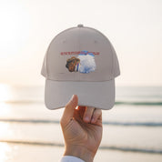 Stylish Beige Baseball Cap with Artistic Design product