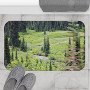 Serene Forest Landscape Design Bathroom Mat