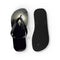 Flip-flops with a moonlit forest scene on the left strap and textured sole on the right.