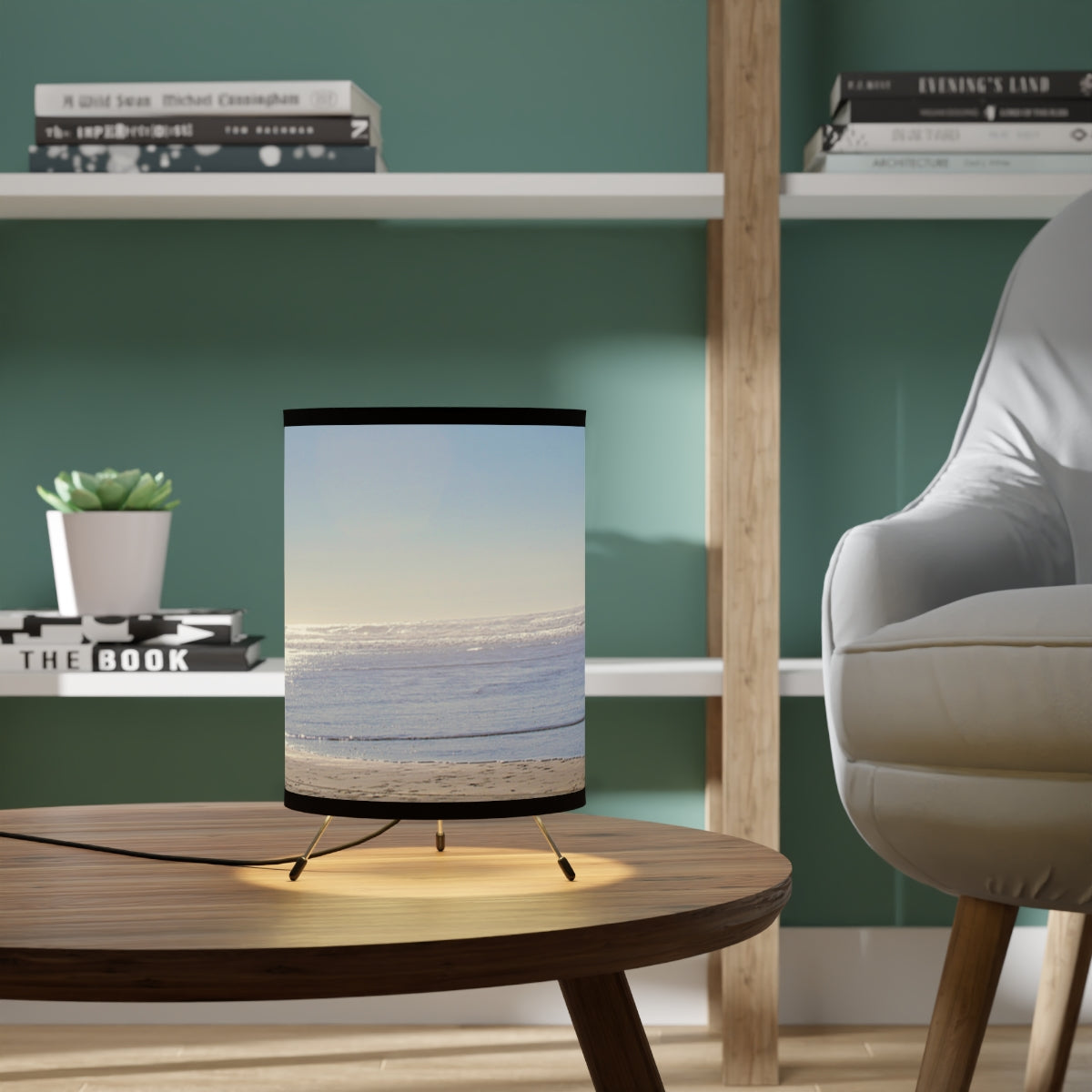 Serene Coastal Beach Scene Print Lamp for Home Decor
