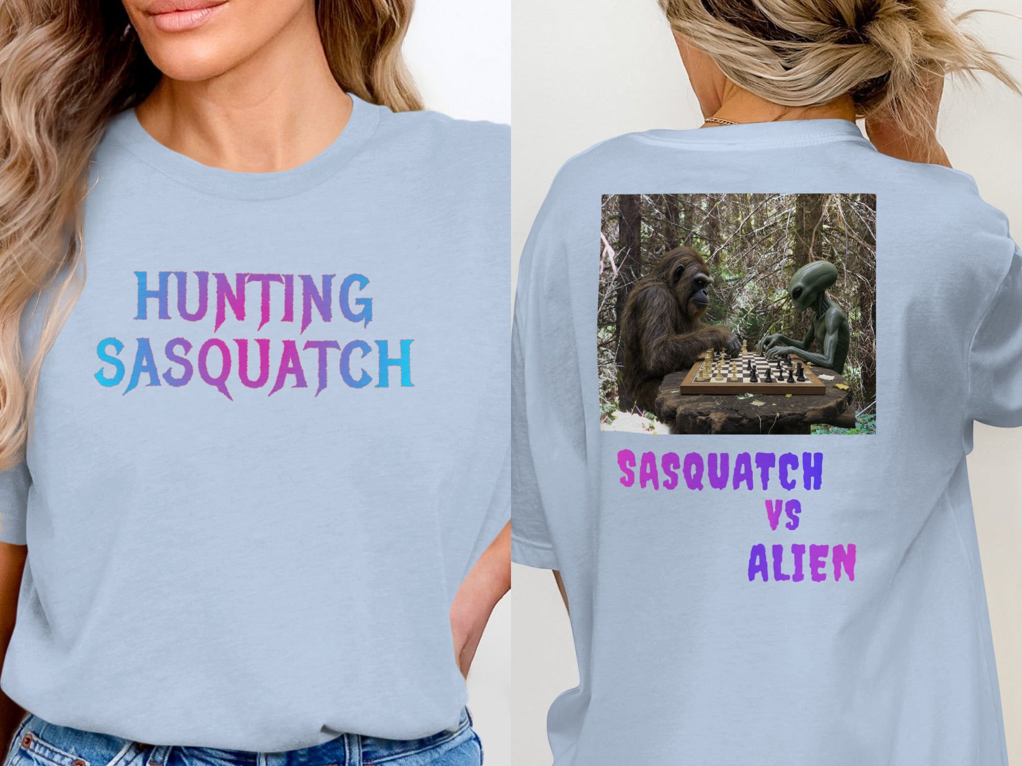 Unique Hunting Sasquatch Alien Chess Design Shirt