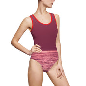 Stylish Red Sunset Beach One-Piece Swimsuit